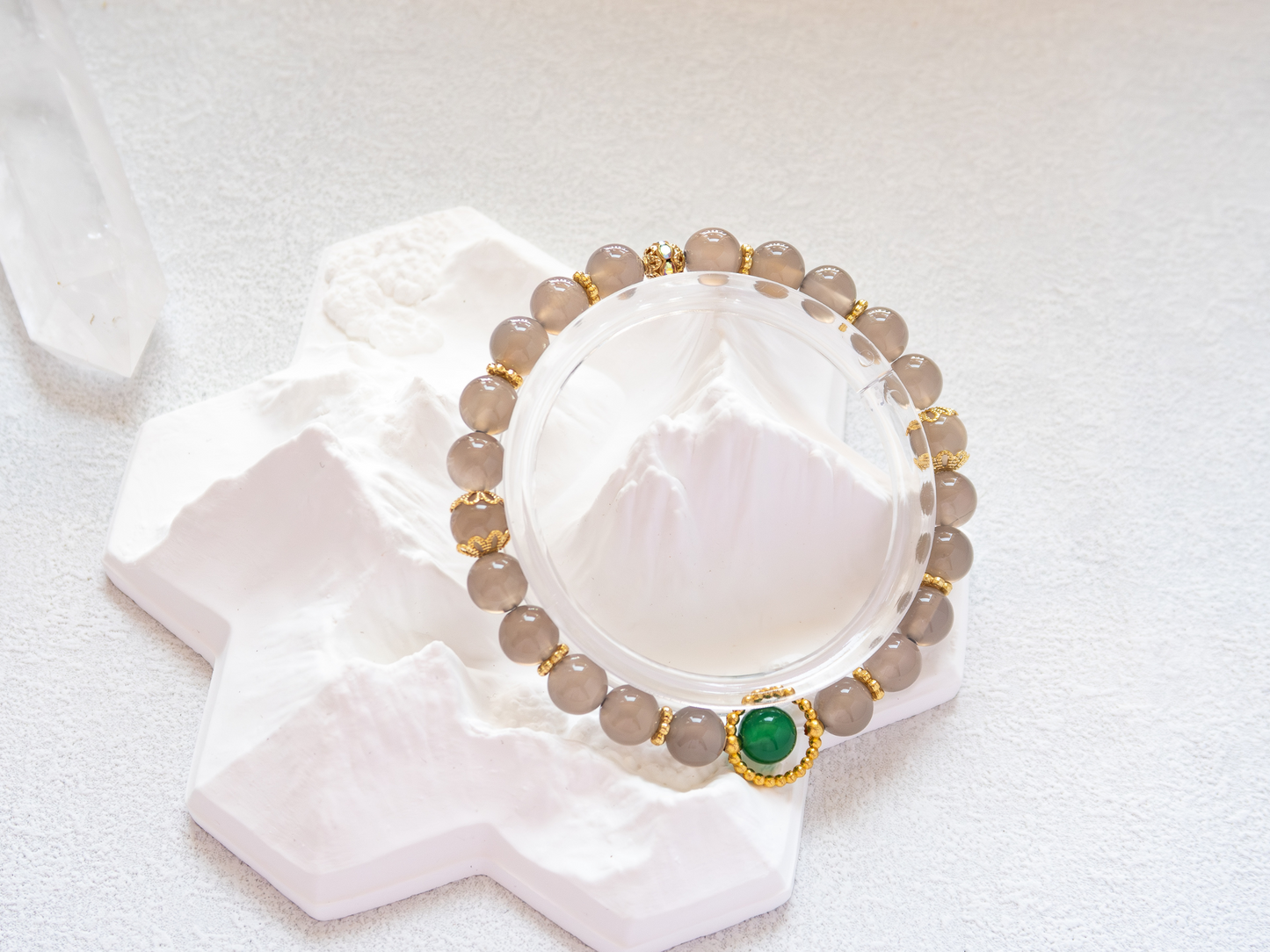 8mm Gray Agate & Green Agate (AAA) Bracelet – Unisex