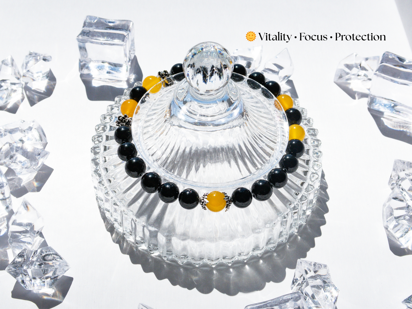 Yellow Agate & Black Onyx AAA Grade Bracelet – Handmade