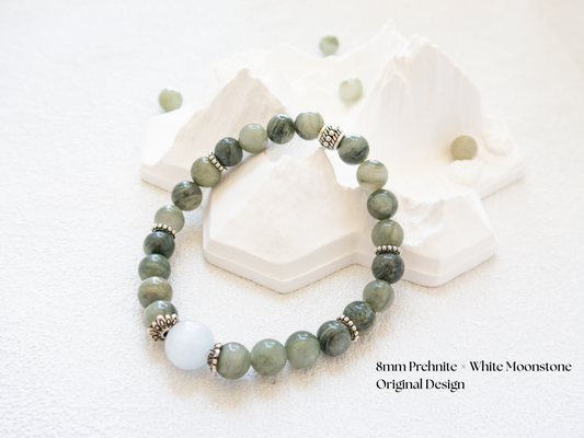 Prehnite Bracelet with White Moonstone