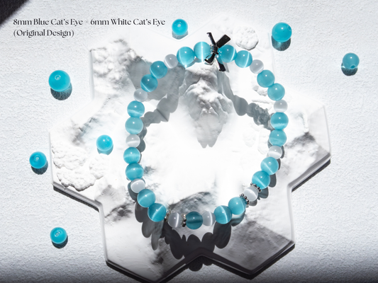 Blue & White Cat’s Eye Glass Bracelet