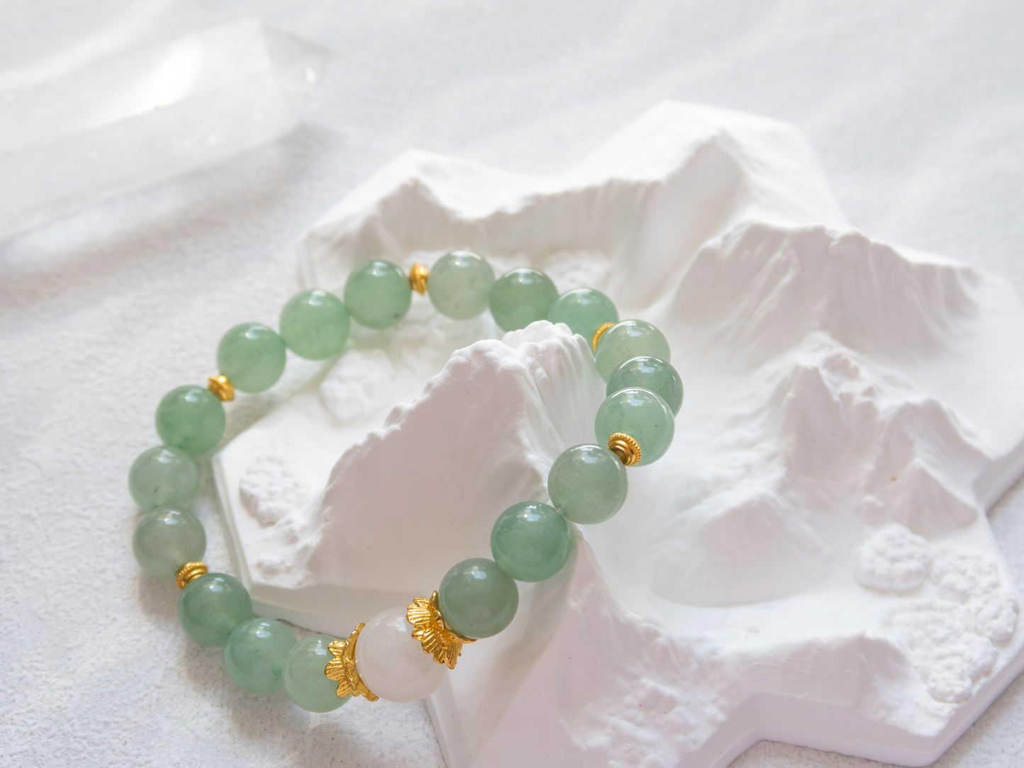 Green Aventurine Beaded Bracelet – Tianshan Jade Center (AAA), Handmade in USA