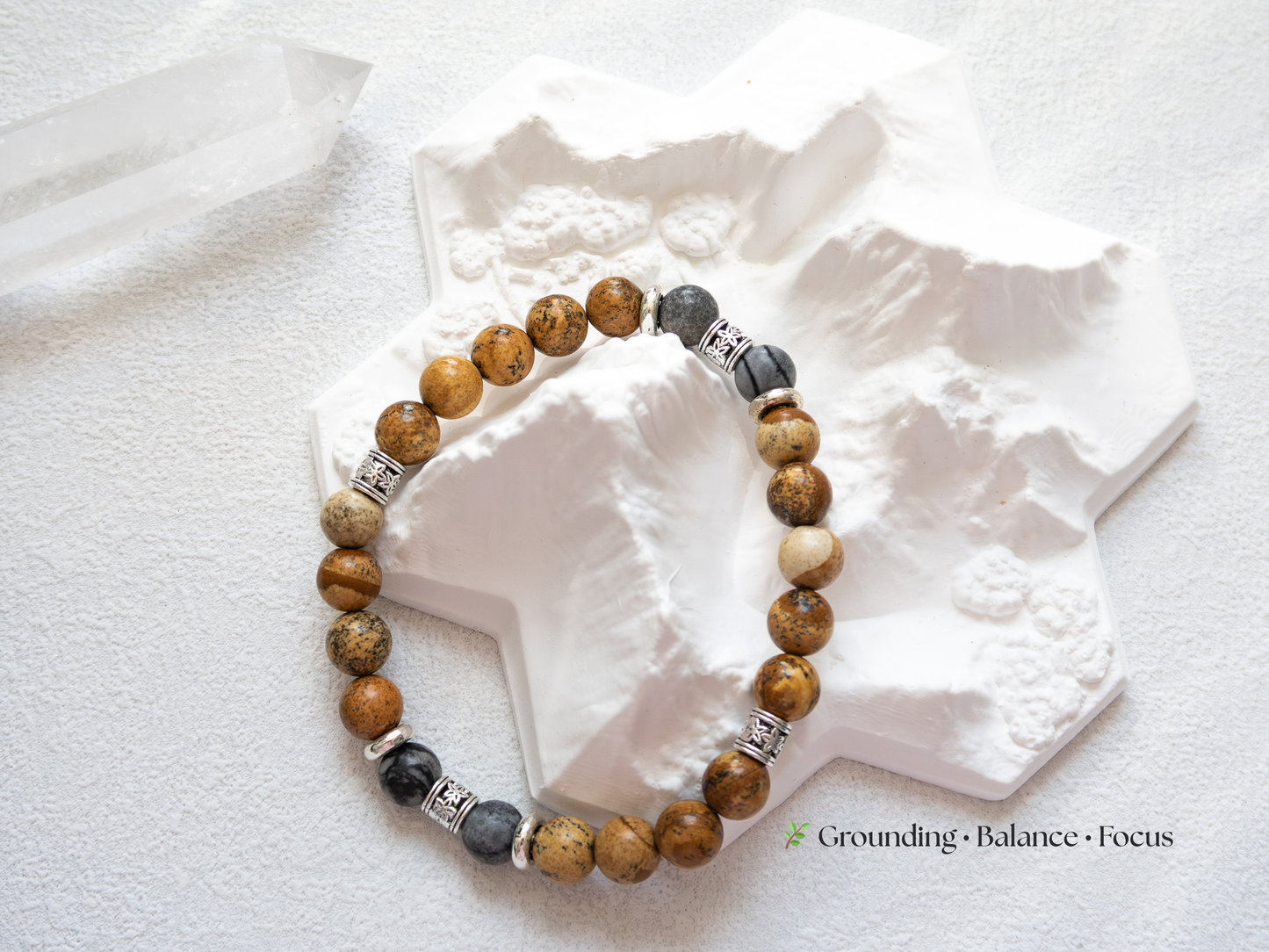 Yellow Picture Jasper & Gray Map Jasper Bracelet – Handmade