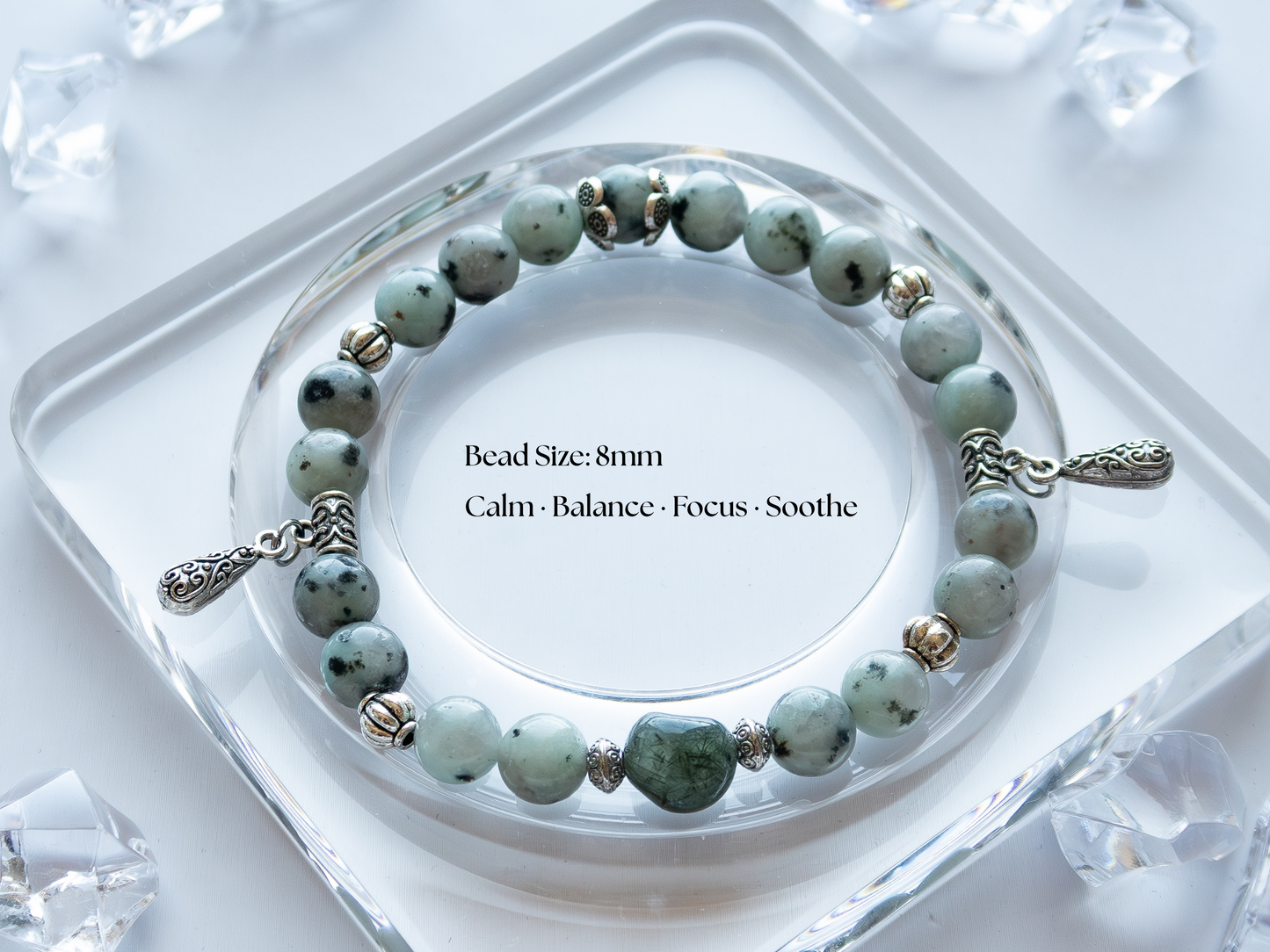 Tianshan Jasper Bracelet 8mm – Natural Stone, Unisex, Double-Strand Elastic