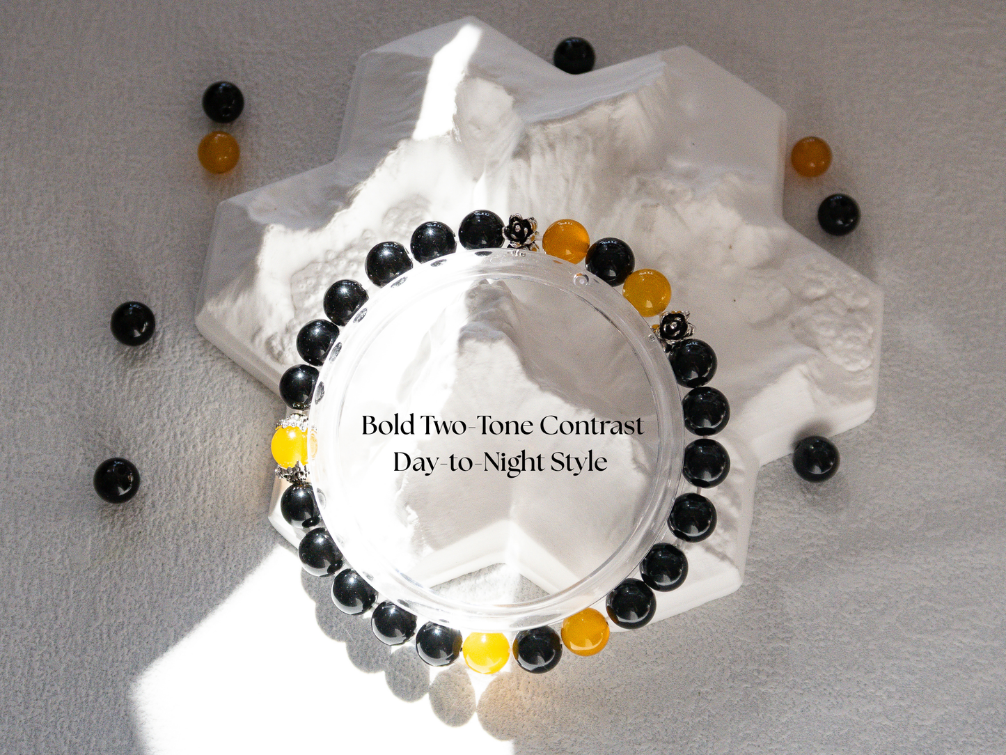 Yellow Agate & Black Onyx AAA Grade Bracelet – Handmade