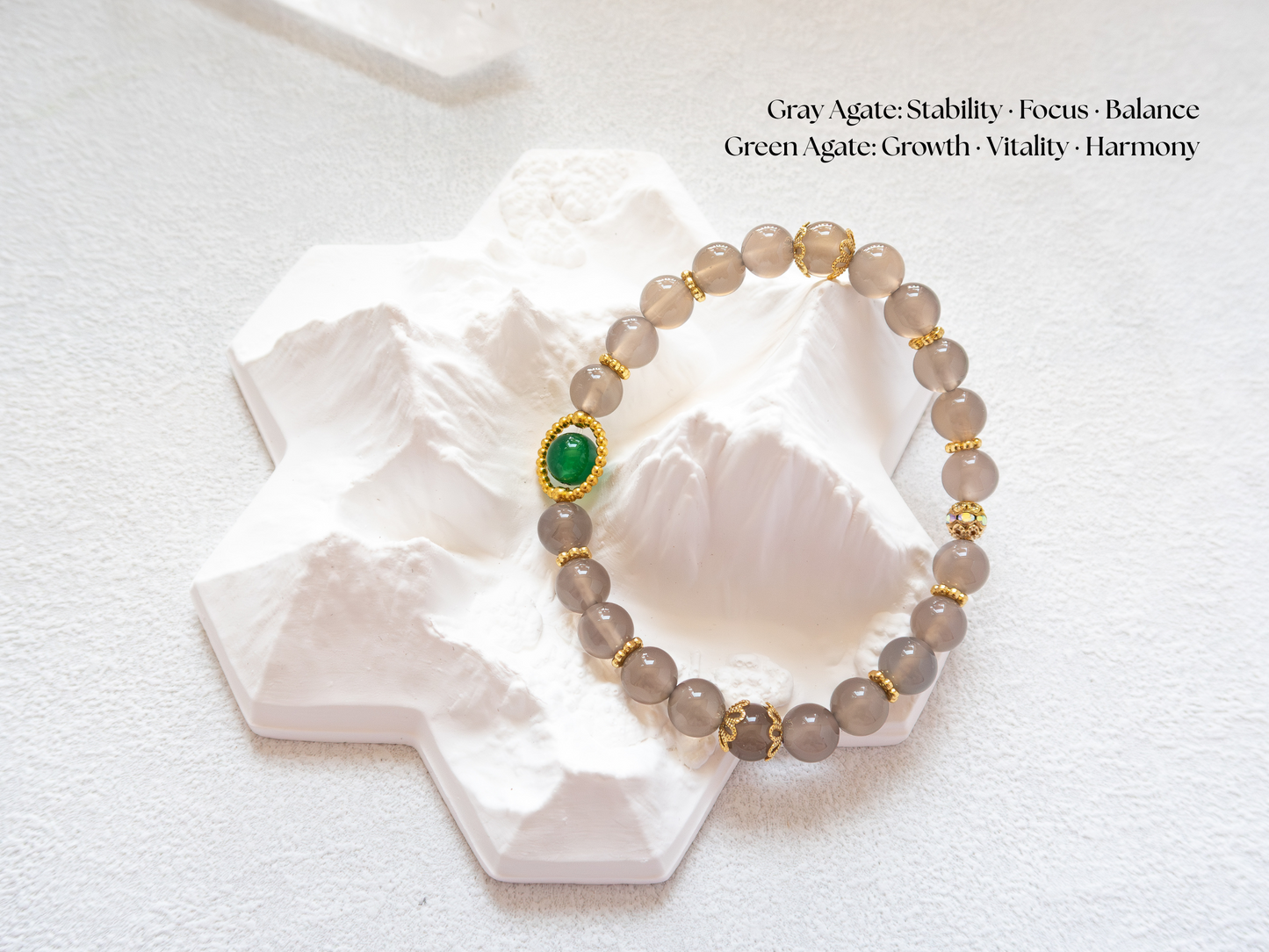 8mm Gray Agate & Green Agate (AAA) Bracelet – Unisex