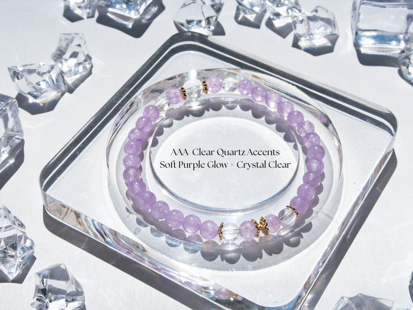 Lavender Amethyst & Clear Quartz Bracelet – AAA/7A Accents