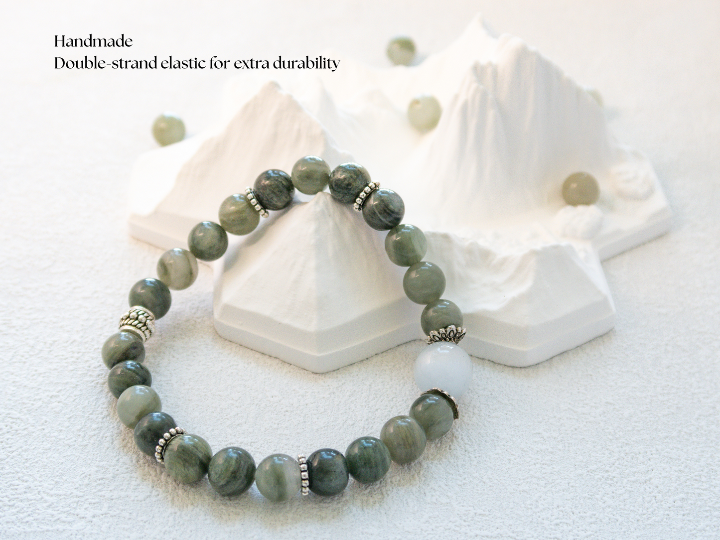 Prehnite Bracelet with White Moonstone