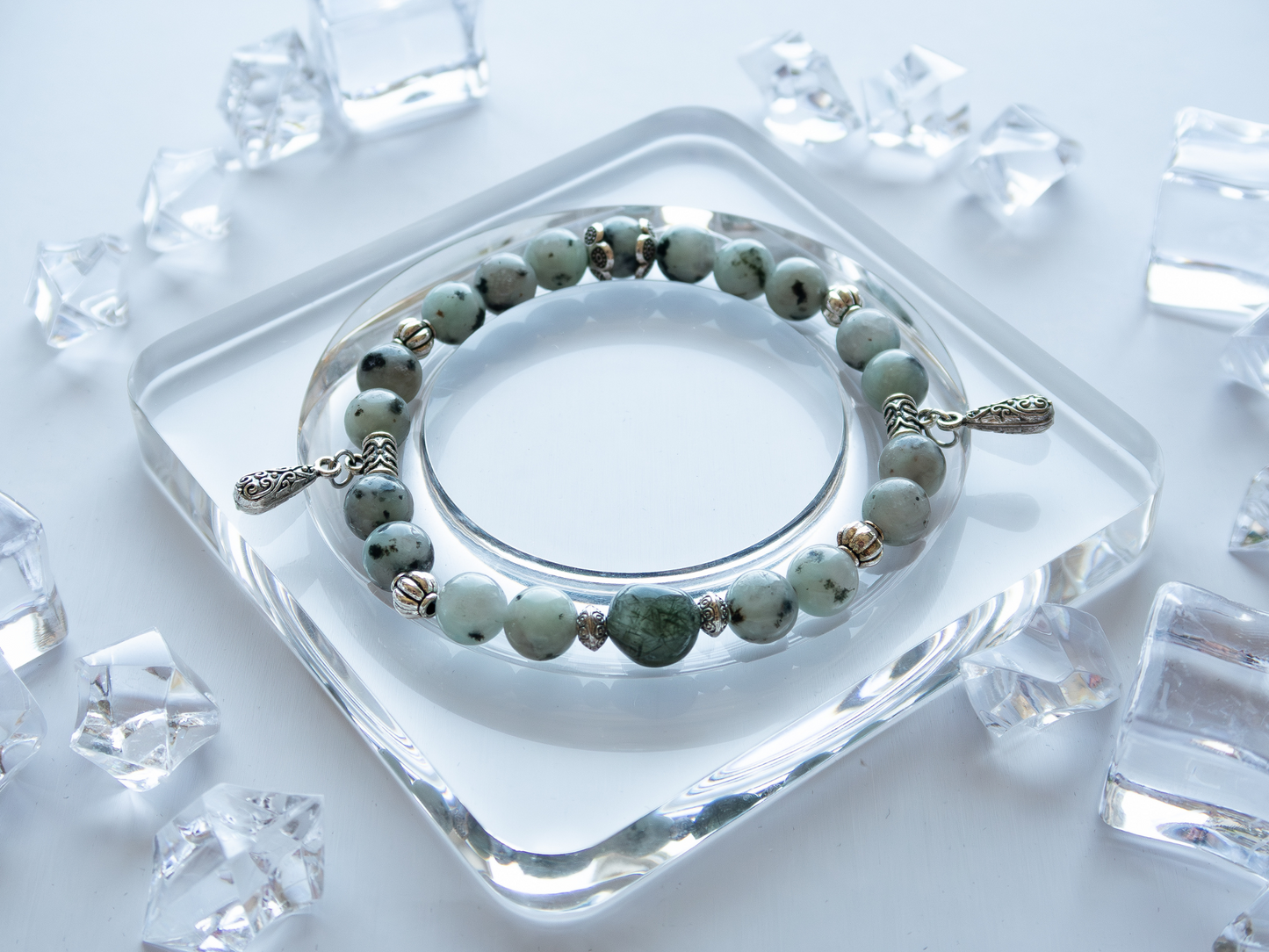 Tianshan Jasper Bracelet 8mm – Natural Stone, Unisex, Double-Strand Elastic