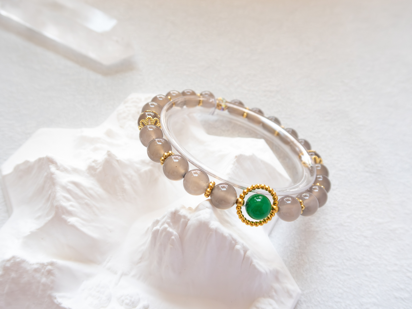 8mm Gray Agate & Green Agate (AAA) Bracelet – Unisex
