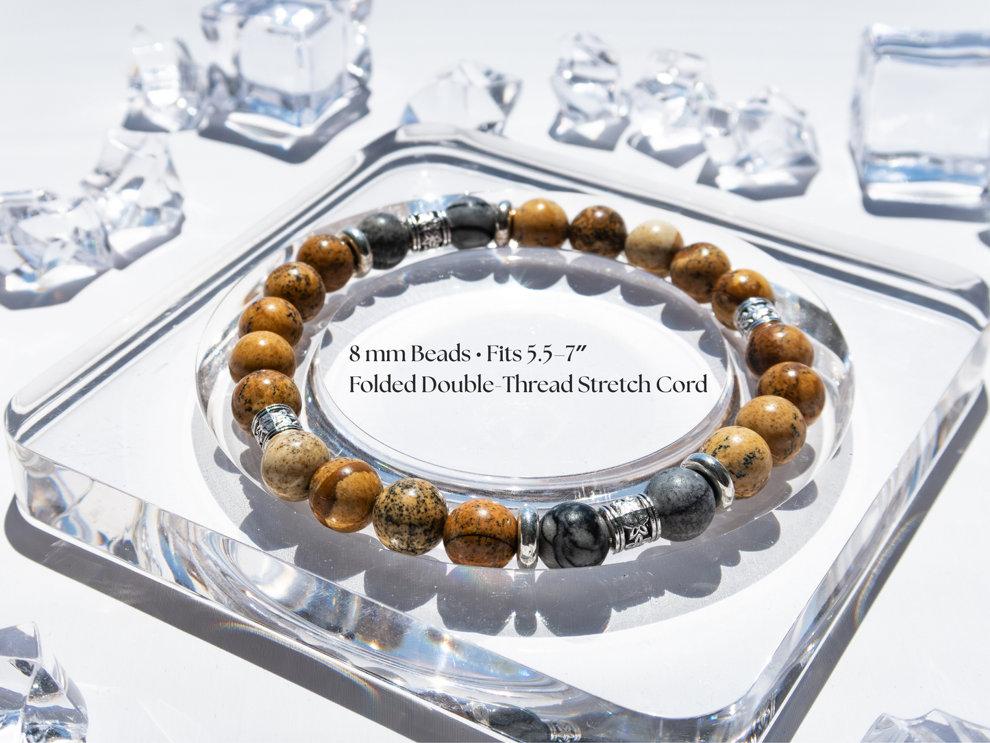 Yellow Picture Jasper & Gray Map Jasper Bracelet – Handmade