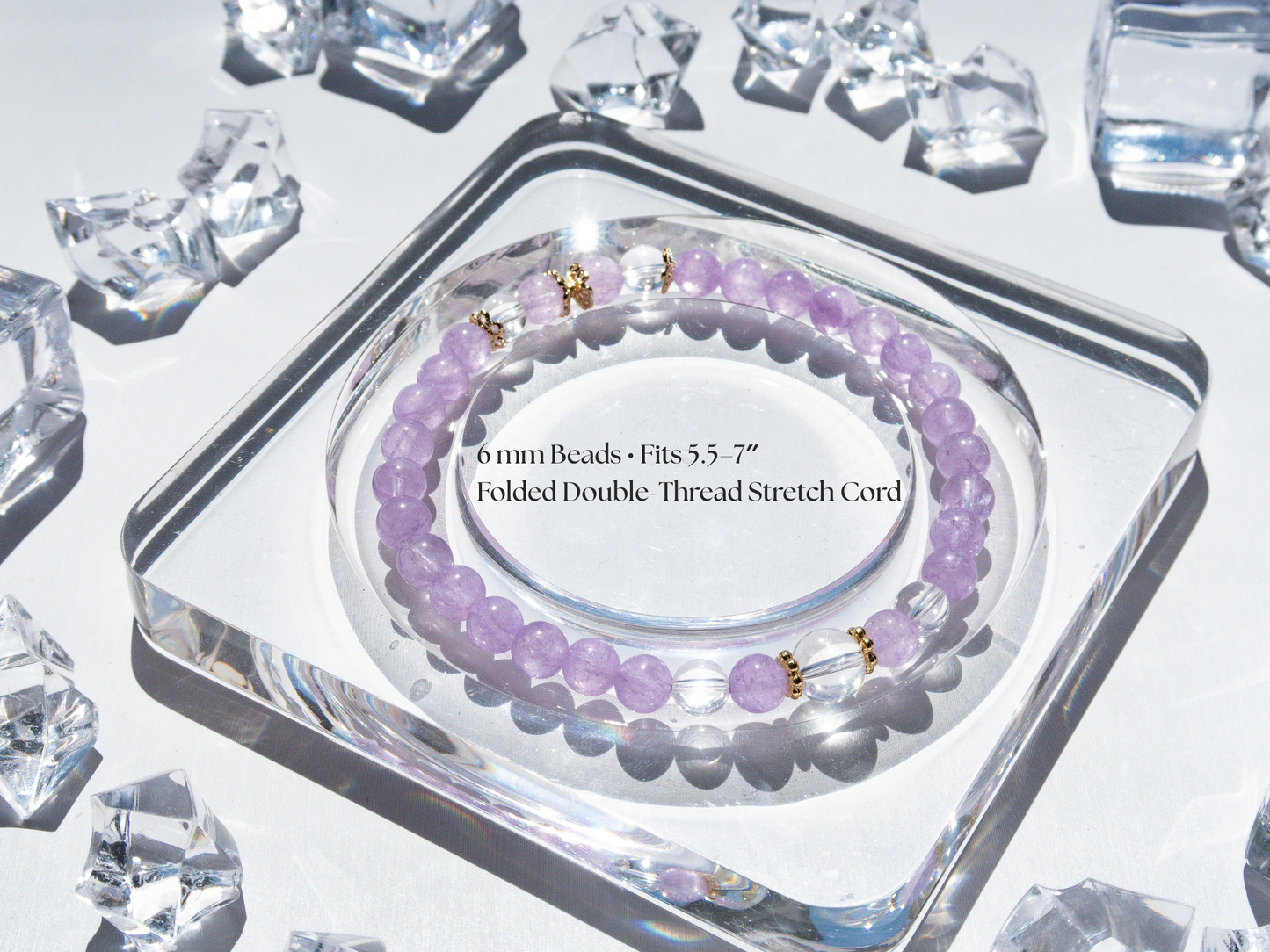 Lavender Amethyst & Clear Quartz Bracelet – AAA/7A Accents