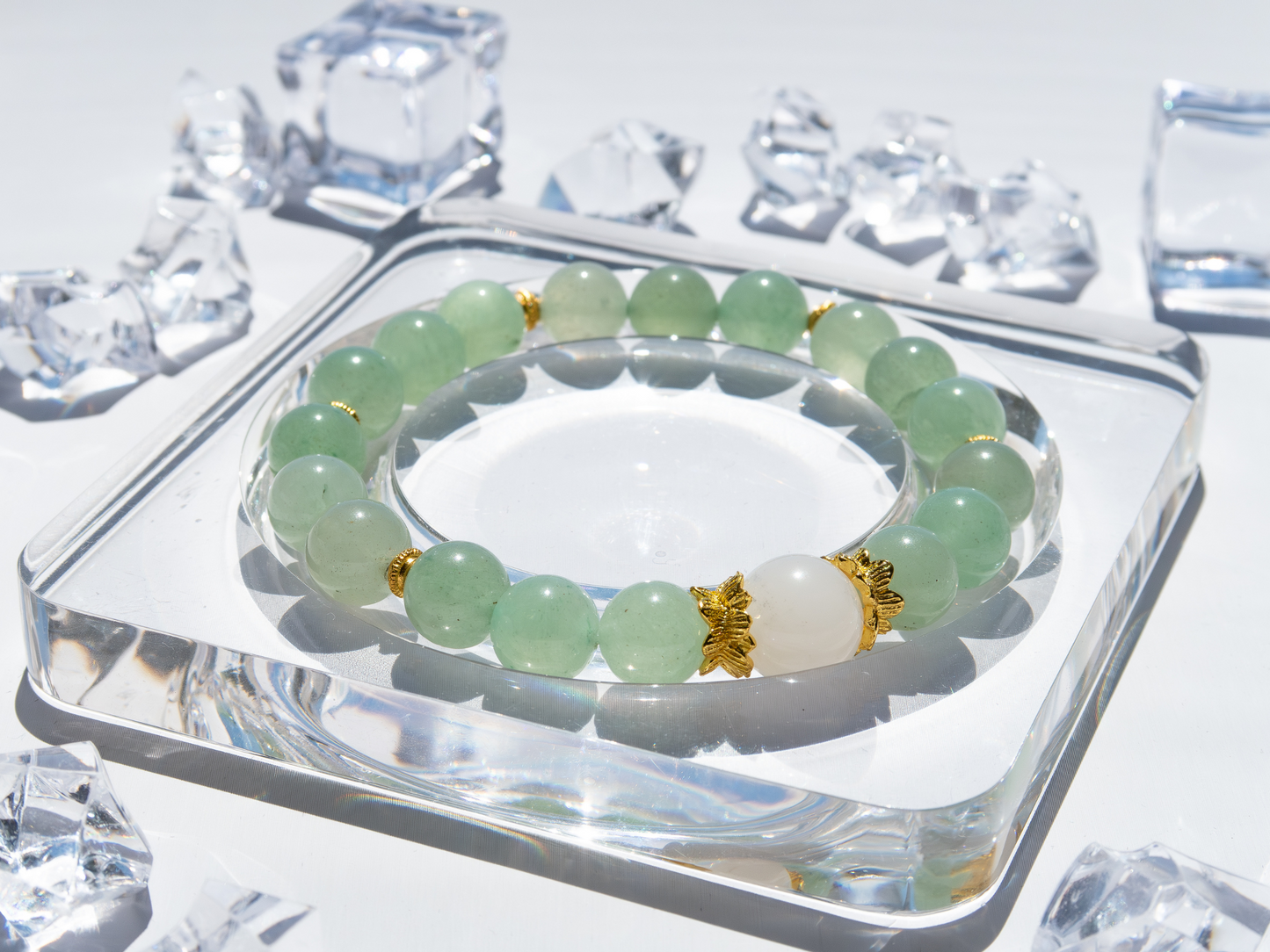 Green Aventurine Beaded Bracelet – Tianshan Jade Center (AAA), Handmade in USA