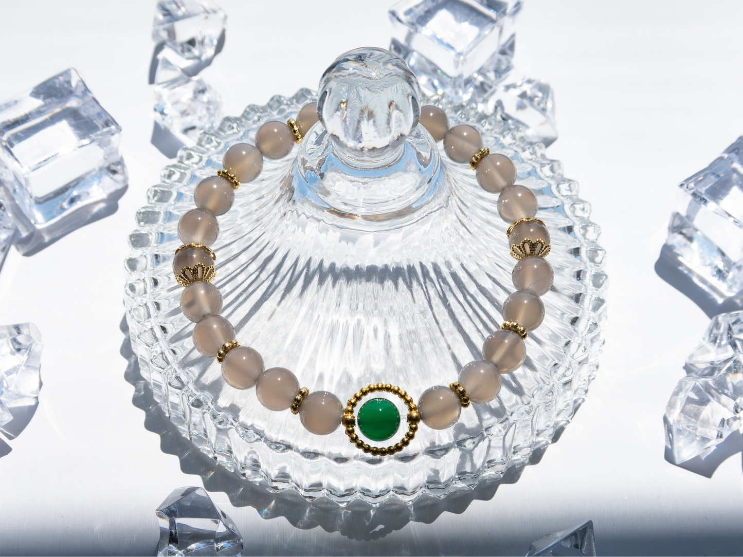 8mm Gray Agate & Green Agate (AAA) Bracelet – Unisex