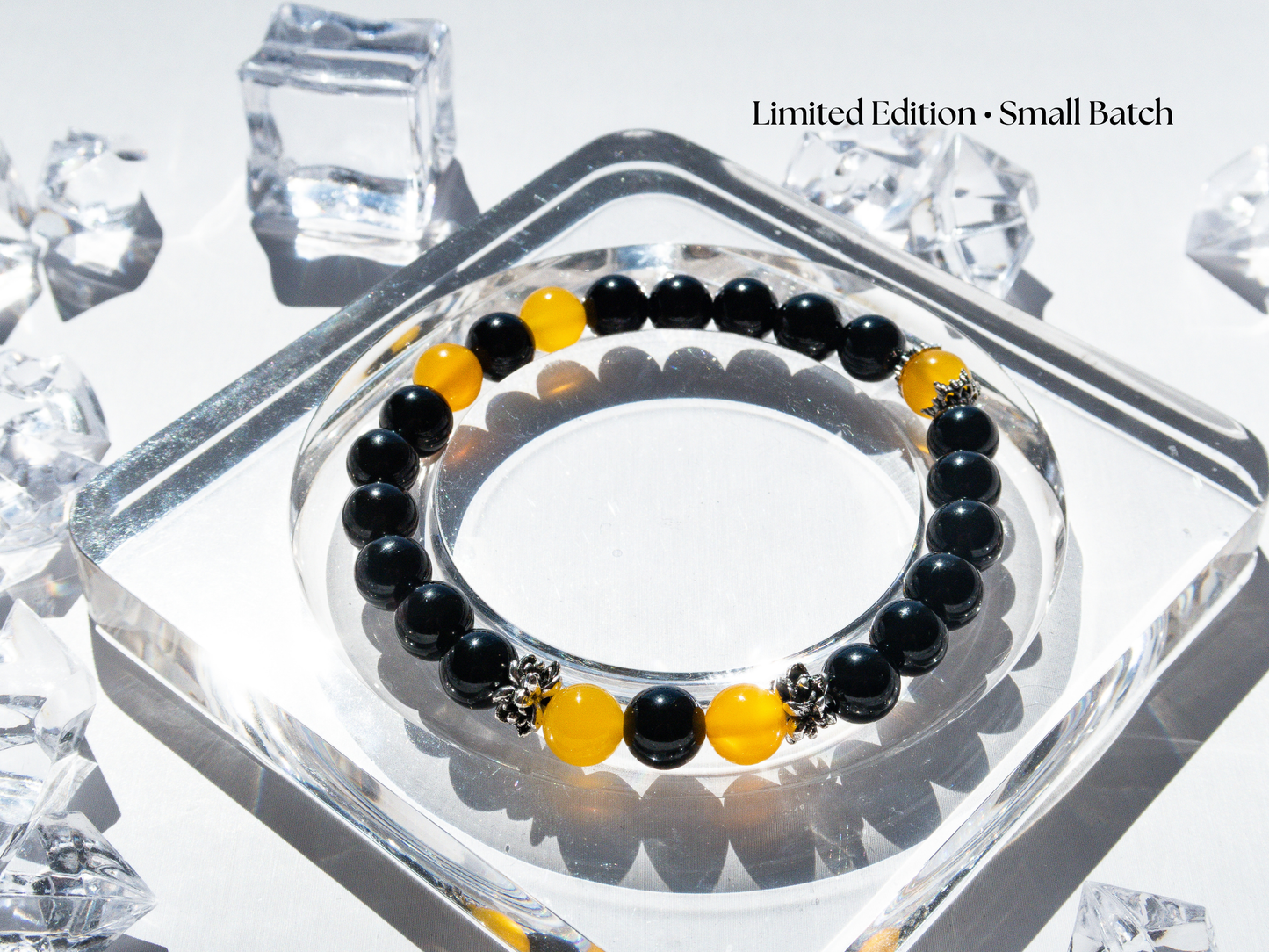 Yellow Agate & Black Onyx AAA Grade Bracelet – Handmade