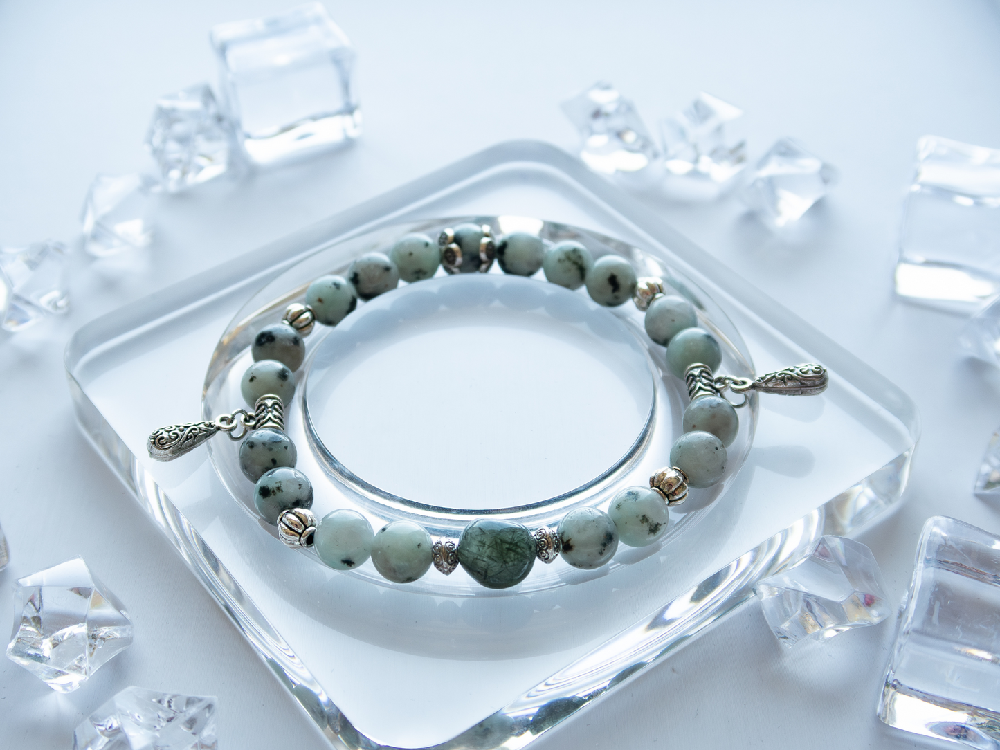 Tianshan Jasper Bracelet 8mm – Natural Stone, Unisex, Double-Strand Elastic