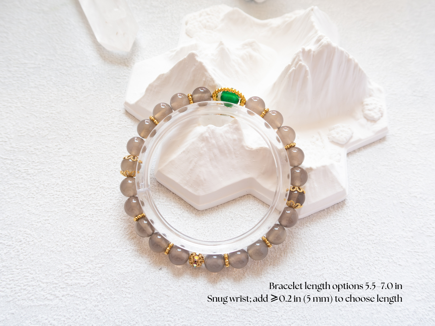 8mm Gray Agate & Green Agate (AAA) Bracelet – Unisex