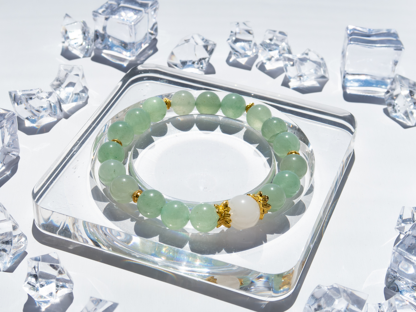Green Aventurine Beaded Bracelet – Tianshan Jade Center (AAA), Handmade in USA