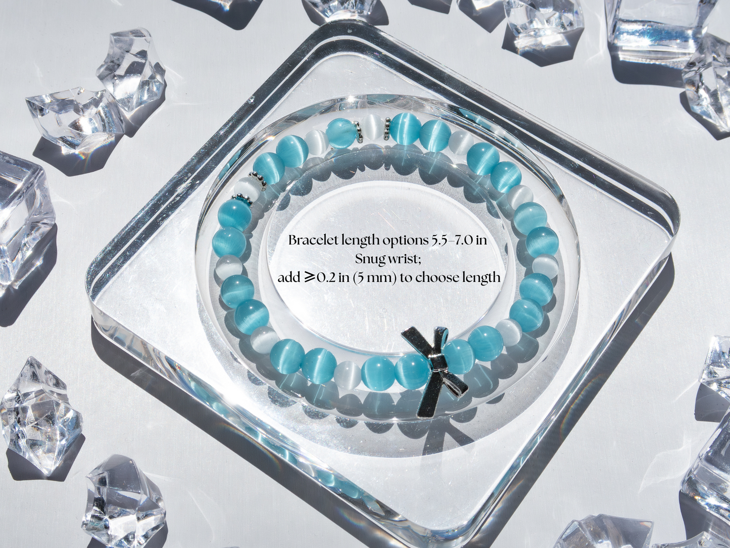 Blue & White Cat’s Eye Glass Bracelet