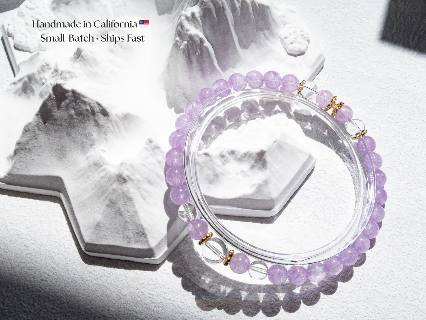 Lavender Amethyst & Clear Quartz Bracelet – AAA/7A Accents