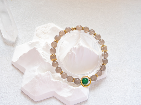 8mm Gray Agate & Green Agate (AAA) Bracelet – Unisex