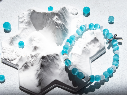 Blue & White Cat’s Eye Glass Bracelet