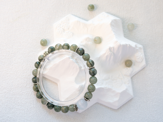 Prehnite Bracelet with White Moonstone