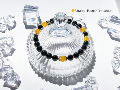 Yellow Agate & Black Onyx AAA Grade Bracelet – Handmade