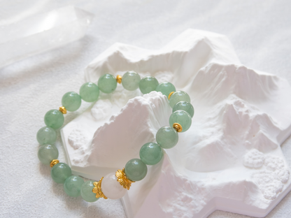 Green Aventurine Beaded Bracelet – Tianshan Jade Center (AAA), Handmade in USA