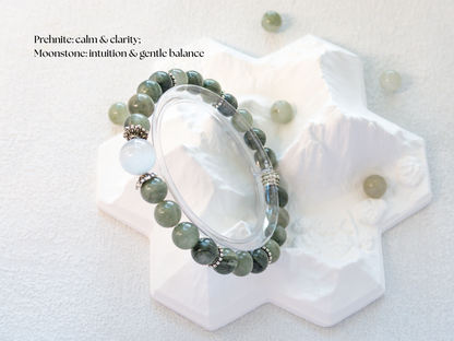 Prehnite Bracelet with White Moonstone