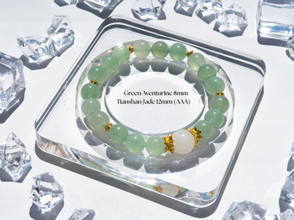 Green Aventurine Beaded Bracelet – Tianshan Jade Center (AAA), Handmade in USA