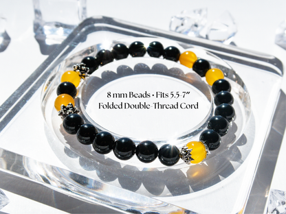 Yellow Agate & Black Onyx AAA Grade Bracelet – Handmade