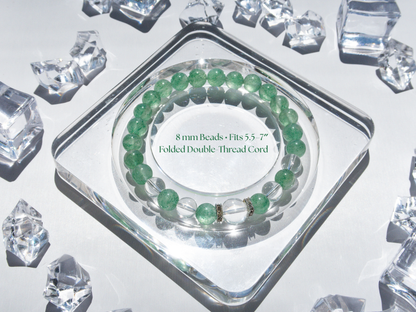Green Strawberry Quartz & AAA Clear Quartz Bracelet – Handmade