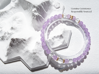 Lavender Amethyst & Clear Quartz Bracelet – AAA/7A Accents