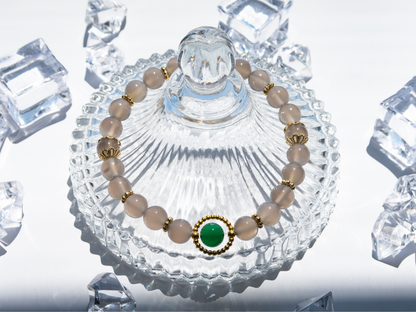 8mm Gray Agate & Green Agate (AAA) Bracelet – Unisex
