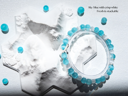 Blue & White Cat’s Eye Glass Bracelet
