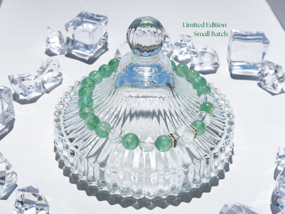 Green Strawberry Quartz & AAA Clear Quartz Bracelet – Handmade