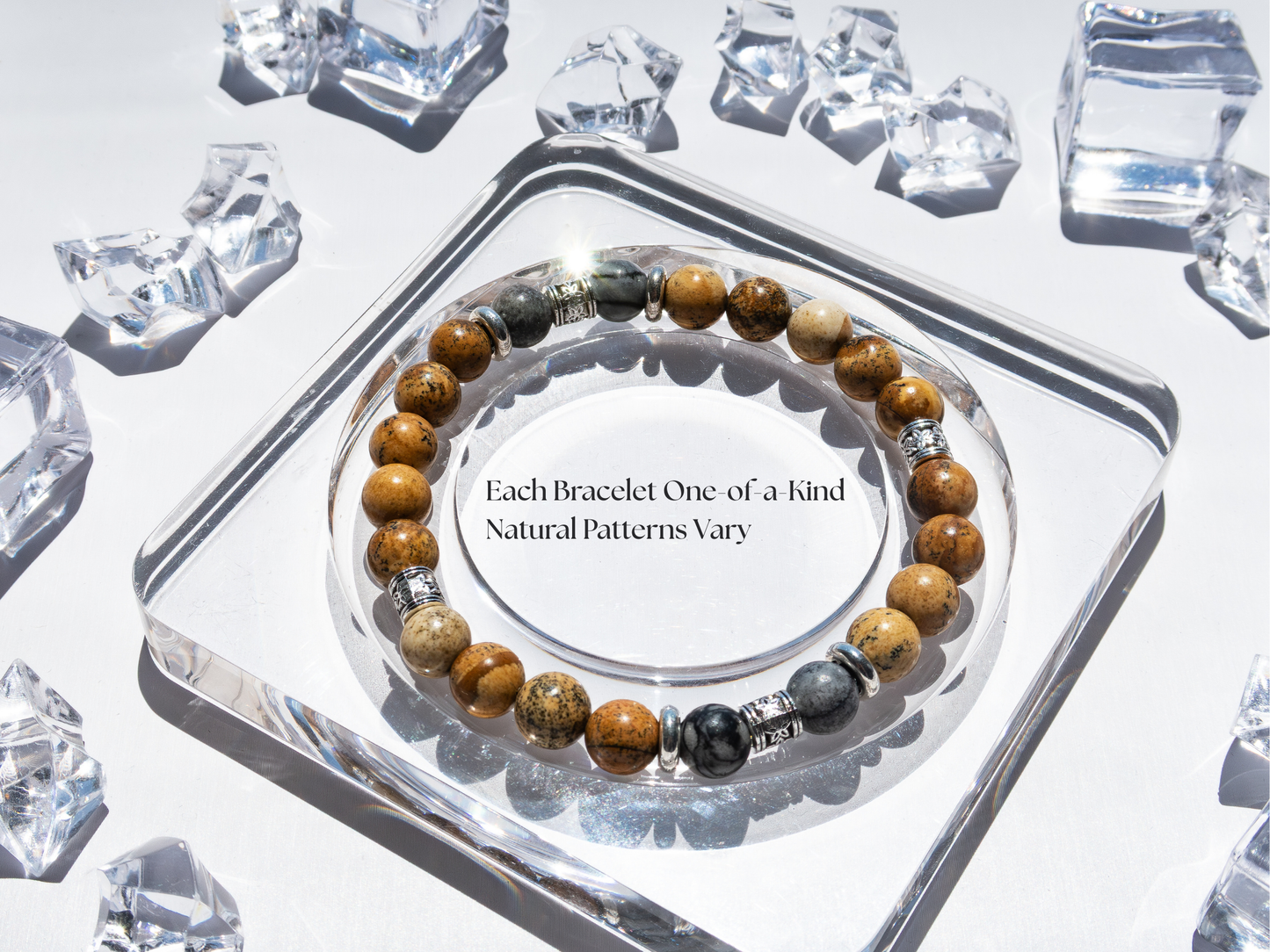 Yellow Picture Jasper & Gray Map Jasper Bracelet – Handmade