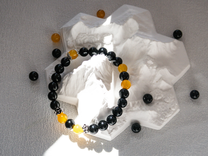 Yellow Agate & Black Onyx AAA Grade Bracelet – Handmade