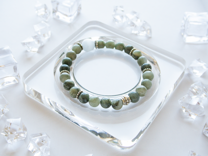 Prehnite Bracelet with White Moonstone