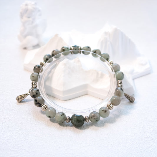 Tianshan Blue Stone and Green Rutilated Quartz Crystal Bracelet