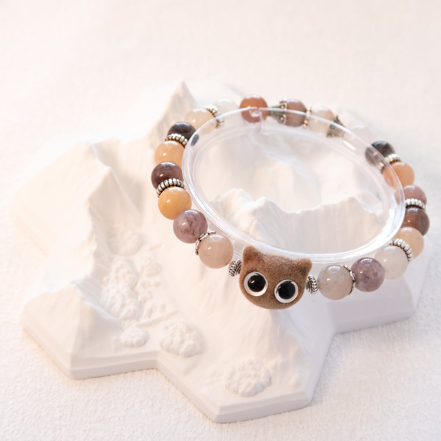 Violet Stone Bracelet with Cat Detail