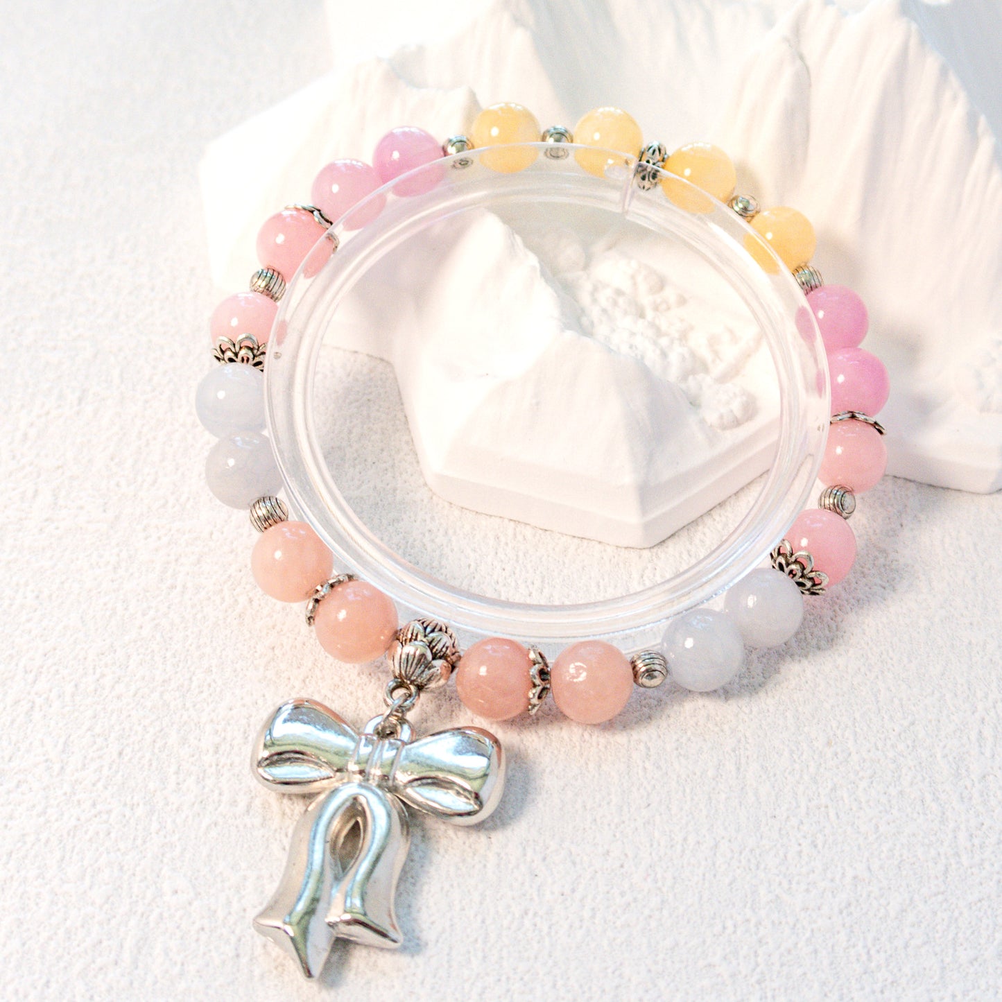 Morganite Bracelet with Bow Charm