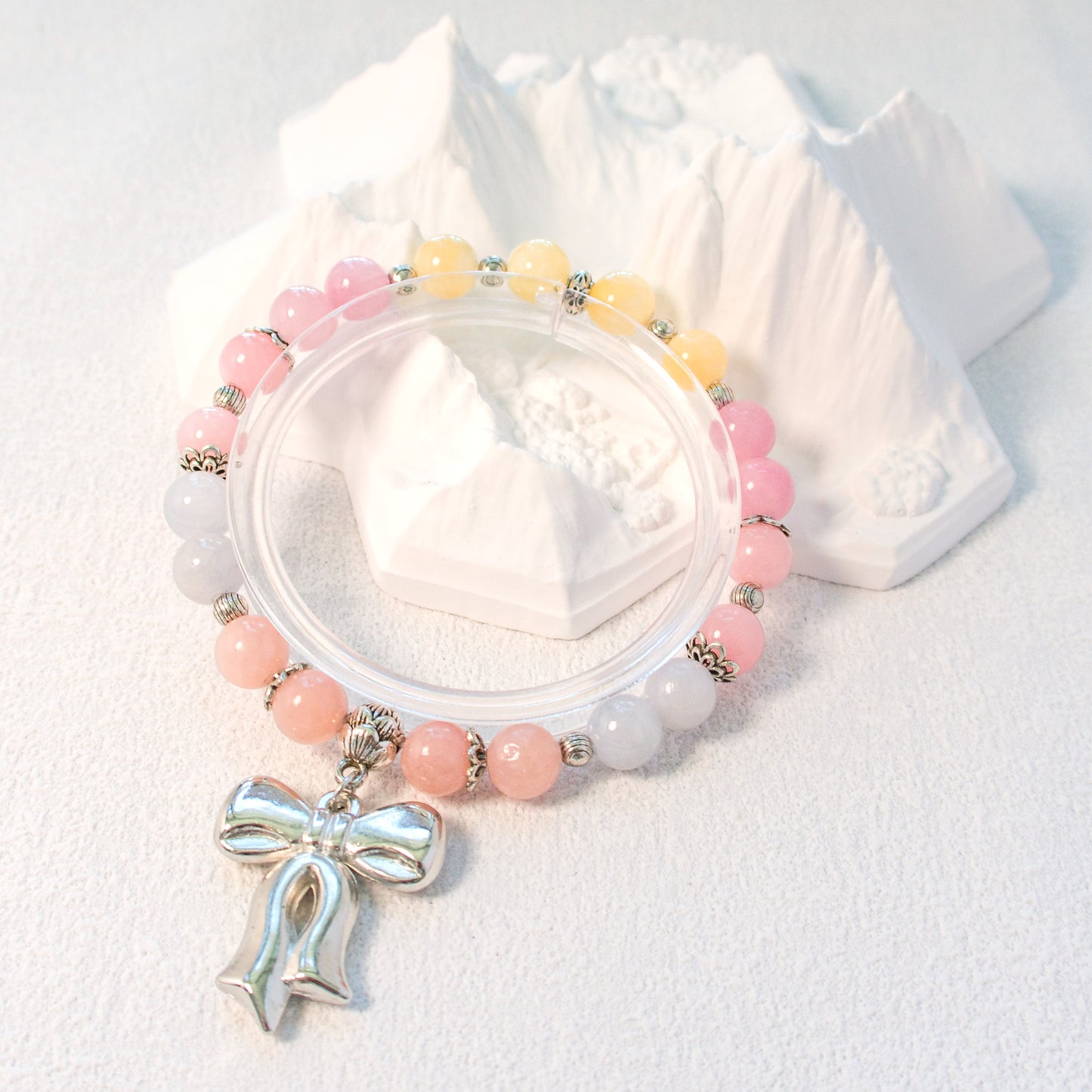 Morganite Bracelet with Bow Charm