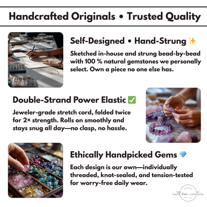 Ocean Agate 6 mm Bracelet w/ 8 mm White Jade Center –  Handmade Original Design • Calming Natural Stone • Elastic  Fits 5.5‑7″ Unisex Gift