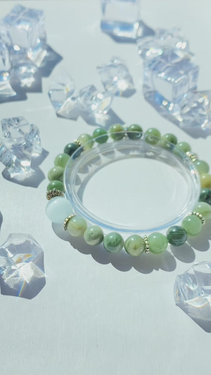 Prehnite Bracelet with White Moonstone