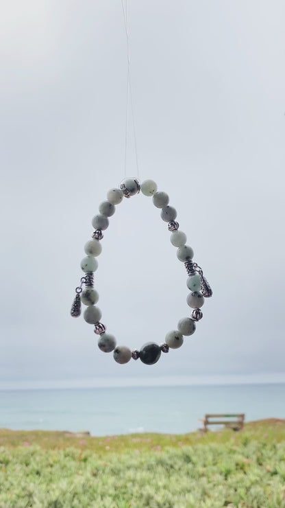 Tianshan Jasper Bracelet 8mm – Natural Stone, Unisex, Double-Strand Elastic