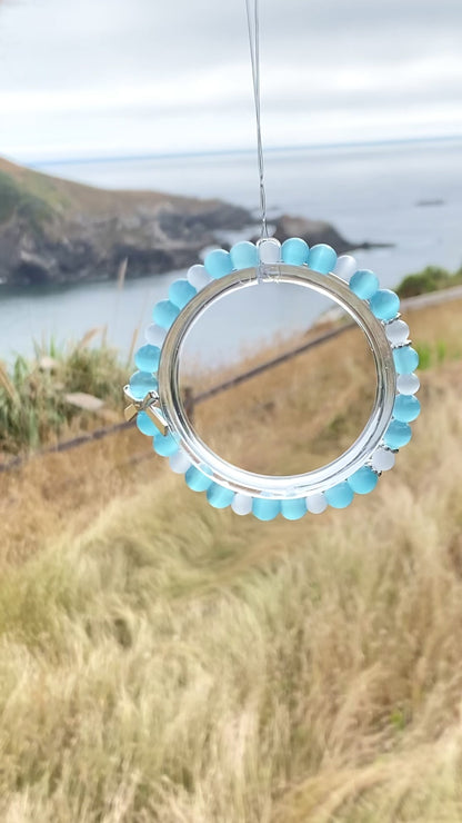 Blue & White Cat’s Eye Glass Bracelet